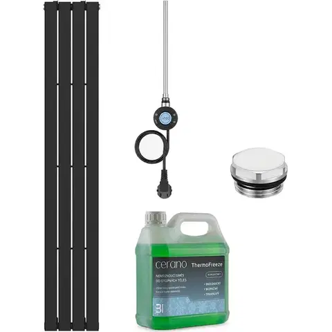Doplnky do kúpeľne CERANO - Kúpeľňový elektrický radiátorový set Arlen - WIFI - 600W - čierna matná - 1800x300 mm CER-435972