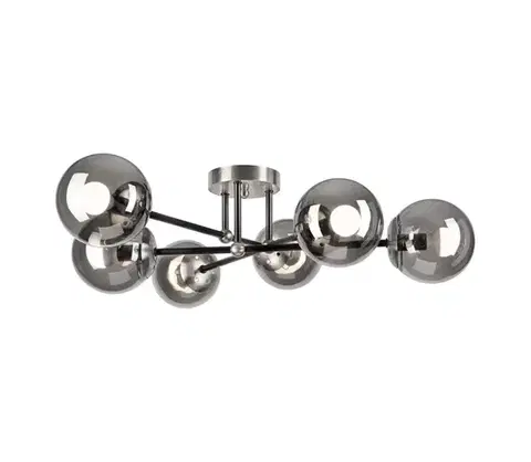 Svietidlá  Prisadený luster MALENA 6xE14/5W/230V matný chróm/dymová LM-6.220/SATYNA-NIKIEL/E14