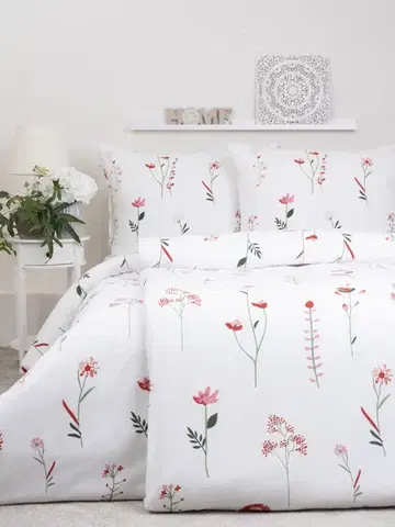 Obliečky MKLozkoviny.sk Francúzske flanelové obliečky - Vlčie maky biele - 220 × 200 cm - 70 x 90 cm
