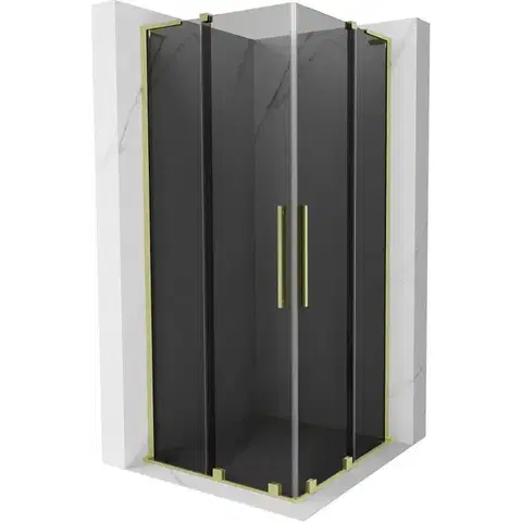 Sprchovacie kúty MEXEN/S - Velar L Duo sprchovací kút, posuvné dvere 90 x 90, grafit, zlato kartáčovaná 871-090-090-02-43-55