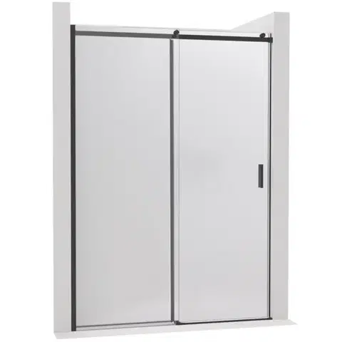Sprchovacie kúty CERANO - Sprchové posuvné dvere Santoro - ľavá - 6 mm - čierna matná, mliečne sklo - 140x195 CER-662644
