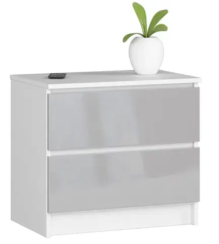 Komody a skrinky Moderný nočný stolík KARIN60, biely / šedý lesk