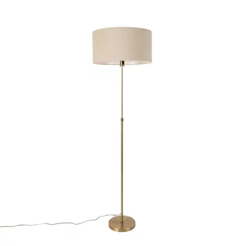 Stojace lampy Stojaca lampa nastaviteľná bronzová so svetlohnedým tienidlom 50 cm - Parte