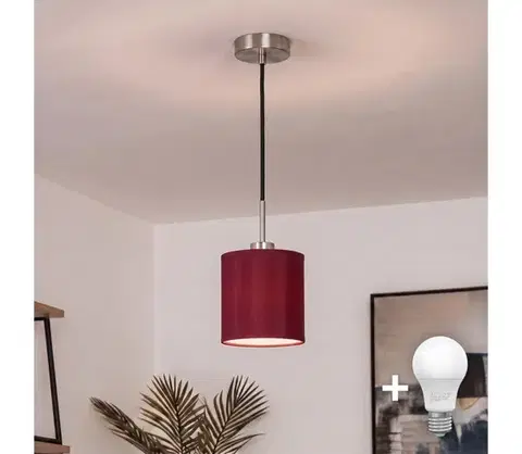 Svietidlá BRILAGI-LED Luster na lanku NUBILA 1xE27/60W/230V pr.14cm čierna/pompejská červená EG32517+BG1579