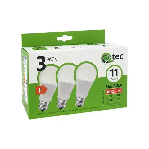 Žiarovky E27 Žiarovka LED QTEC 11W A60 E27 4200K 3PACK