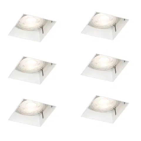 Zapustené svietidlá Sada 6 vstavaných bodových svetiel bielych GU10 50 mm bez rámu - Oneon