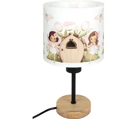 Lampy BRILAGI - Stolová lampa BOBO WOOD 1xE27/25W/230V dub/čierna/biela/ružová/víly BG1567+BG5586
