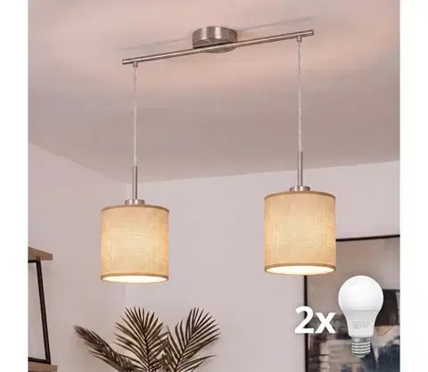 Svietidlá BRILAGI - LED luster na lanku NUBILA 2xE27/60W/230V svetlohnedá EG32519+2xBG1584