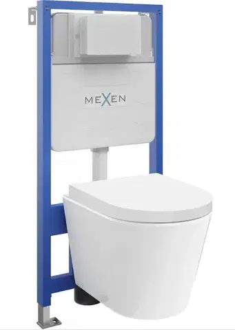 Záchody MEXEN/S - WC predstenová inštalačná sada Fenix Slim s misou WC Rico + sedátko softclose, biela 61030478000