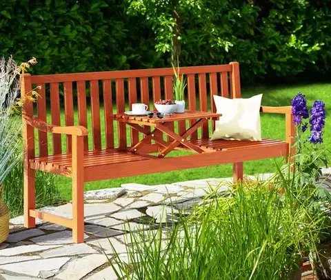 Záhradné lavice Záhradná lavica so stolíkom D1013 eukalyptus Dekorhome