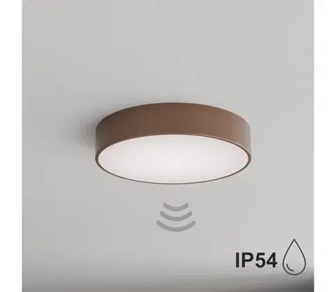 Svietidlá BRILAGI - Kúpeľňové stropné svietidlo so senzorom CLARE 3xE27/24W/230V priemer 40 cm hnedé IP54 8590828125785