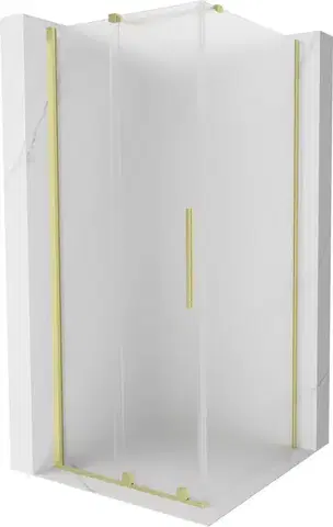 Sprchovacie kúty MEXEN/S - Velár sprchovací kút, posuvné dvere 120 x 120, dekor, zlato kartáčovaná 871-120-120-31-55