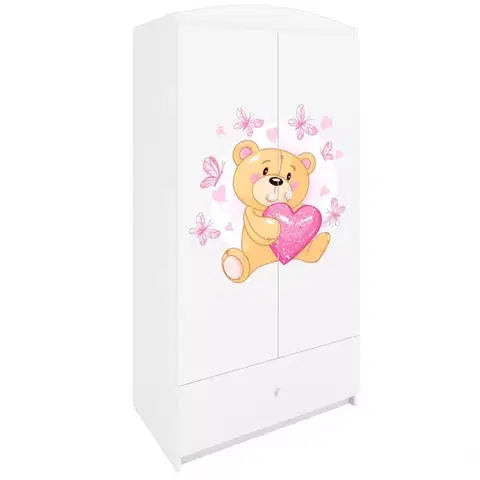 Skrine do izieb Skriňa Babydreams biela – Medveď s motýľmi
