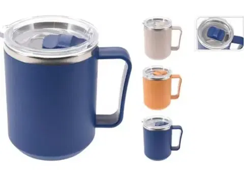 Termosky a termohrnčeky Kinekus Termohrnček nerezový s uškom, 420ml, mix farieb