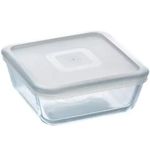 Dózy na potraviny PYREX Dóza na potraviny s vekom štvorcová, číre sklo, 15x15x6cm, 0,8L, PYREX