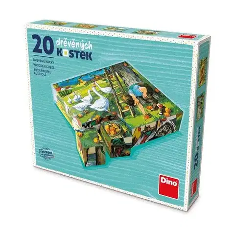 Obrázkové kocky Dino Toys Drevené kocky Na farme 20 Dino