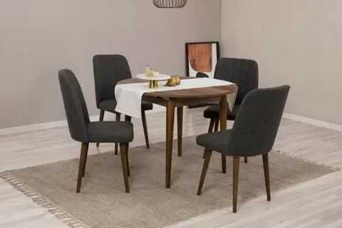 Jedálenské sety Jedálenský set s rozkladacím stolom a stoličkami (5 kusov) Vina 1053 - Anthracite, Walnut