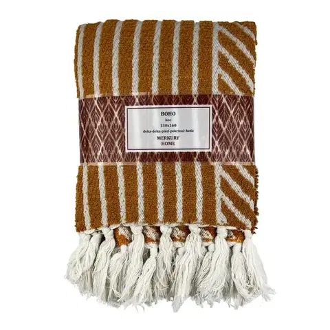Ozdobné prikrývky Deka Boho 130x160 horčicová Merkury Home