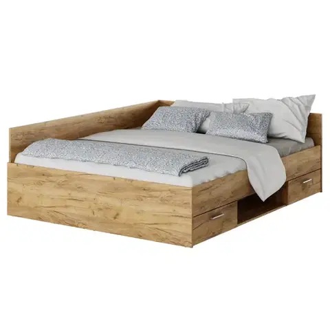 Postele KONDELA Boat 160 posteľový rám s úložným priestorom dub artisan