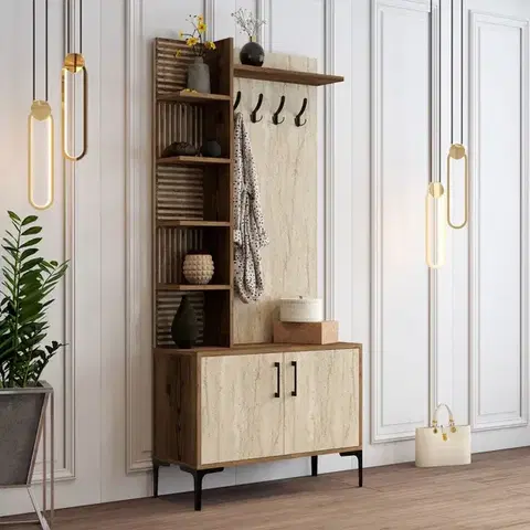 Predsieňové steny Predsieňová stena Viyana D - Walnut, Travertine