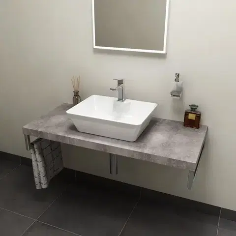 Kúpeľňový nábytok SAPHO - AVICE doska pod umývadlo 100x50cm, hrúbka 5cm, Cement AV107