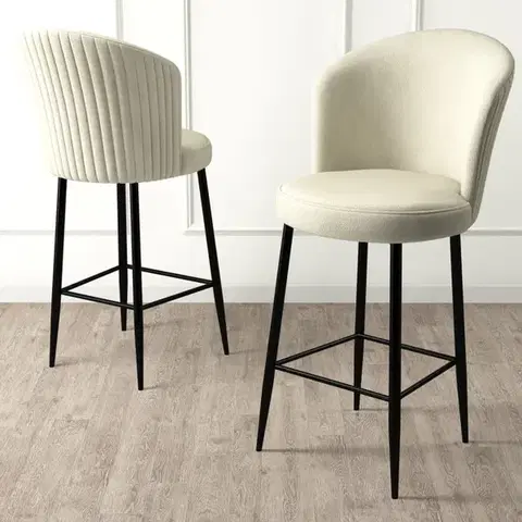 Barové stoličky Bar Stool Set (4 Pieces) Fora - Cream, Black