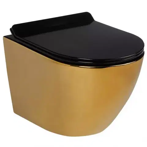 Sanitárna keramika Závesná WC misa Alice II Slim gold/black s sedátkom