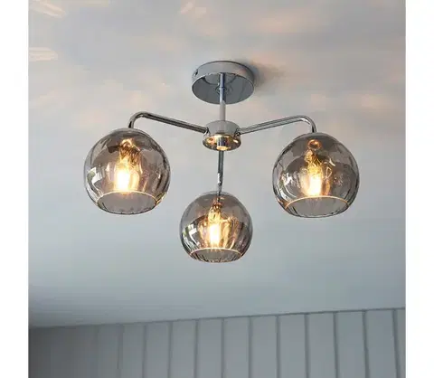 Svietidlá Endon 97971 - Prisadený luster DIMPLE 3xE14/25W/230V lesklý chróm/dymovo šedá 97971