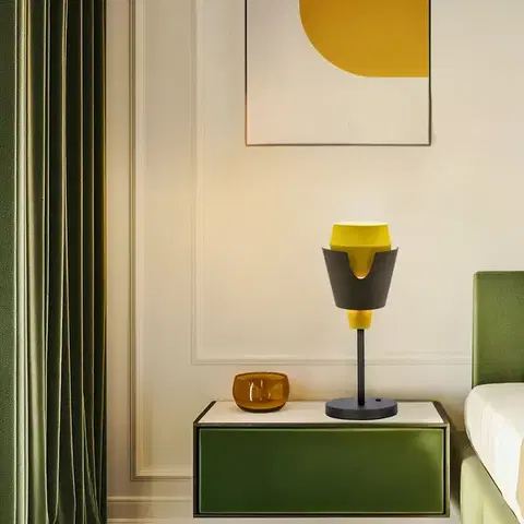 Stolové lampy Stolová lampa sivo-žltá s vypínačom Falun LEDEA