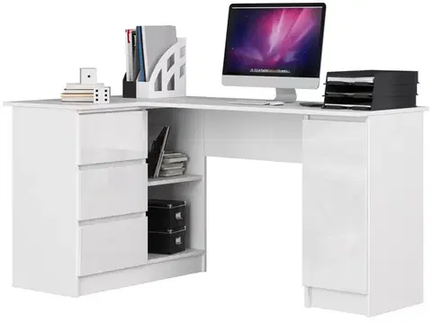 Písacie stoly Moderný písací stôl SCYL155L, biely/biely lesk