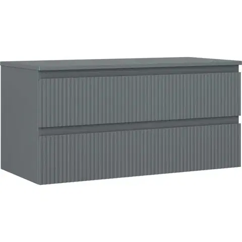 Kúpeľňový nábytok MEXEN/S - Rivel kúpeľňová skrinka pod umývadlo 100 cm s doskou, 2 zásuvky, reliéf, grafit mat 91A20-10047-2-BFFC66