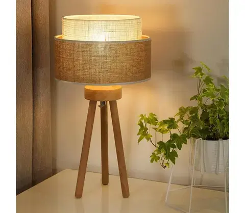 Lampy  - Stolná lampa YUTE BOHO 1xE27/15W/230V pr. 25 cm hnedá/krémová 603775