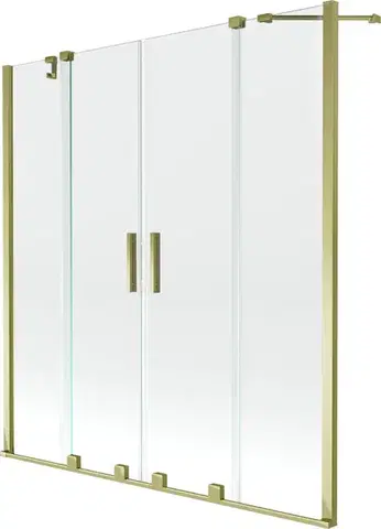 Sprchové dvere MEXEN/S - Velar Duo Dvojkrídlová posuvná vaňová zástena 150 x 150, transparent, zlatá 896-150-000-02-50