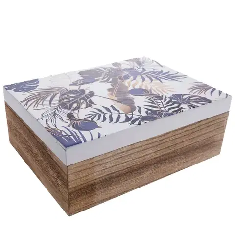 Úložné boxy Drevená krabička Tropical blue, 20 x 15 x 7,5 cm
