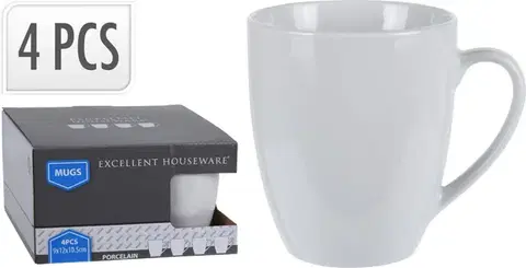 Hrnčeky, šálky, podšálky MAKRO - Šálka 380ml 4ks biela, výška 10,5cm, keramika