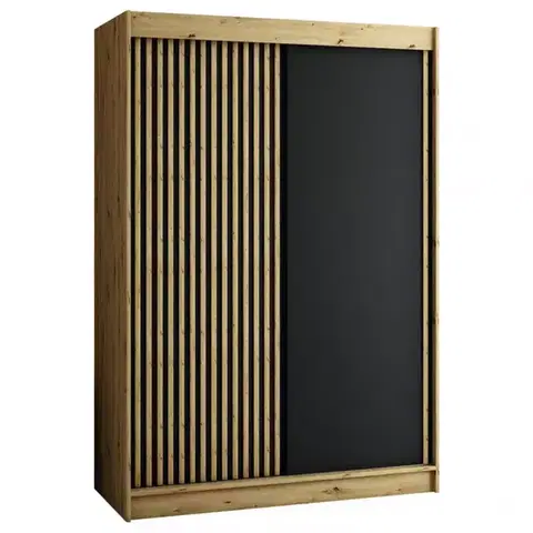 Šatníkové skrine Skriňa Lamelo 150 Dub Artisan/čierna