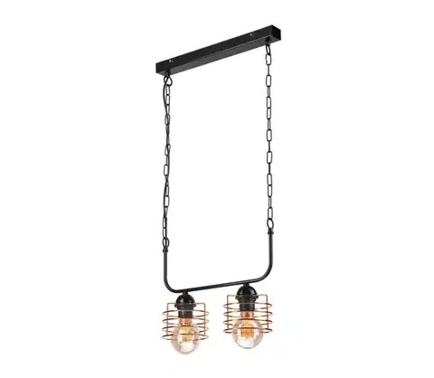 Svietidlá  Luster na reťazi MORGAN 2xE27/60W/230V čierna/medená LM-2.157/MIEDŹ