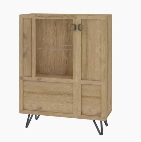 Vitríny Komoda z masívu BIMBO 15 s LED, dub divoký / artisan olej