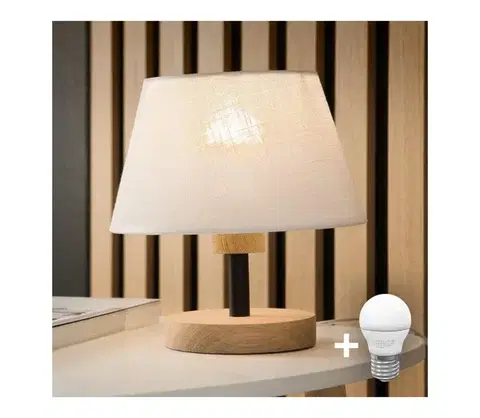 Lampy BRILAGI - LED Stolná lampa ANTHONY 1xE14/40W/230V dub/biela 8590828610885