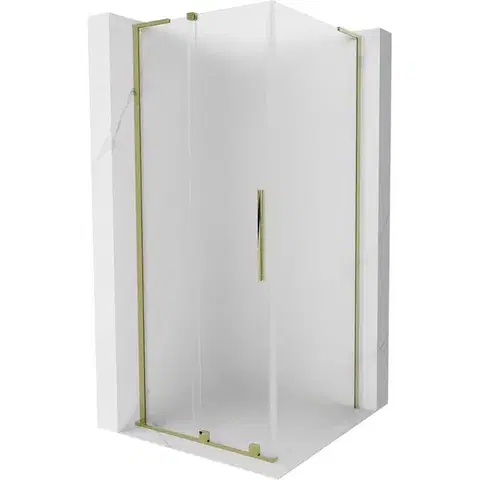 Sprchovacie kúty MEXEN/S - Velar L sprchovací kút, posuvné dvere 90 x 90, dekor, zlato 871-090-090-33-50