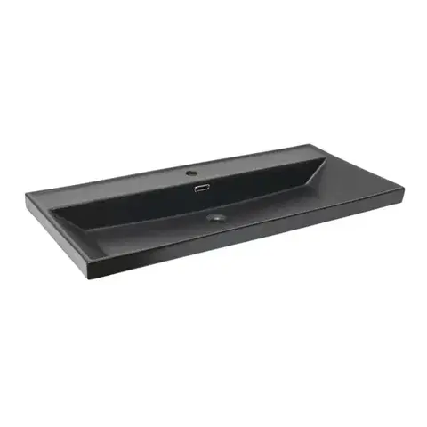 Umývadlá Nábytkové umývadlo SAT B-Way 101x46,5 cm čierna matná, otvor pre batériu uprostred SATBW10046BKM SATBW10046BKM