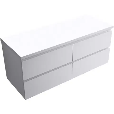 Kúpeľňový nábytok CERANO - Kúpeľňová skrinka Carole + doska pod umývadlo Navira Pro - 36 mm - biela matná - 120x51,6x46 CER-668264