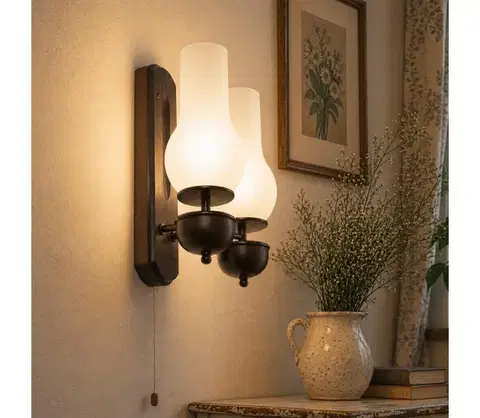 Svietidlá BRILAGI - LED Nástenné svietidlo COTTAGE 2xE14/40W/230V buk/biela BG1506+2xBG2270