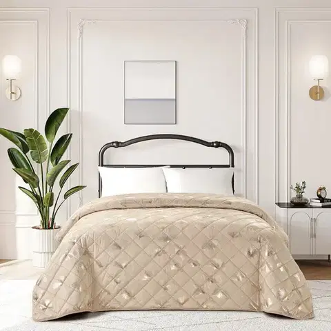 Prehozy na posteľ Prikrývka na posteľ Jola RQ-015 170x220 cm béžová