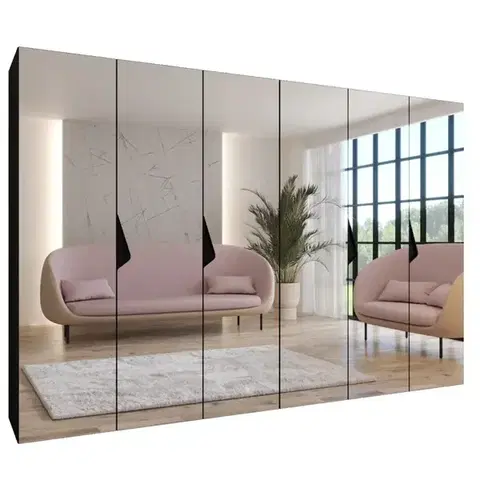 Šatníkové skrine Skriňa Sandi 3-300 (2x150) čierna/čierna