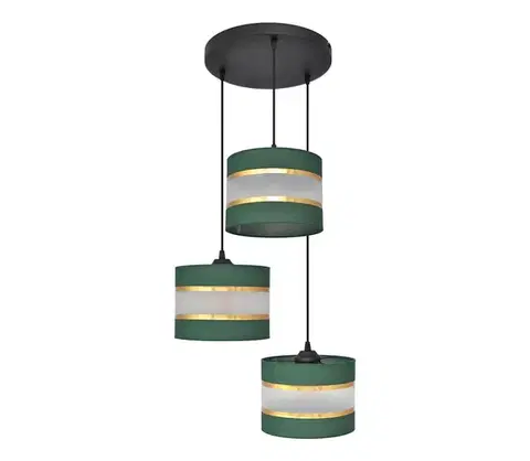 Svietidlá  Luster na lanku HELEN 3xE27/15W/230V zelená/zlatá W-KD 0801/3 BK-B +GN+GO+MAT