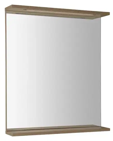 Kúpeľňové zrkadlá AQUALINE - KORIN STRIP zrkadlo s LED osvetlením 60x70x12cm, dub platin KO990S