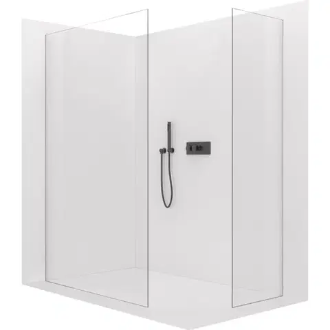 Sprchové dvere CERANO - Sprchová zástena Walk-in Crystal TL/P - 8 mm - bezvzperový systém - zlatá, transparentné sklo - 50x50x200 CER-8050BD5711