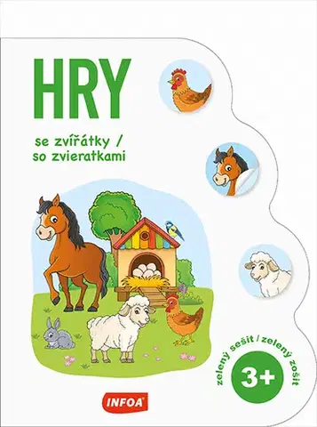 Nalepovačky, vystrihovačky, skladačky Hry se zvířátky / so zviertatkami 3+ - zelený sešit / zelený zošit (CZ/SK vydanie)