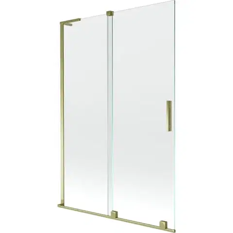 Sprchové dvere MEXEN/S - Velar L dvojkrídlová posuvná vaňová zástena 120 x 150, transparent, zlatá 896-120-003-01-50